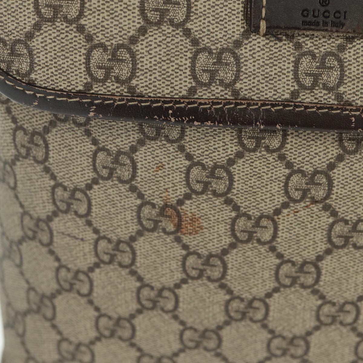 GUCCI GG Supreme Shoulder Bag PVC Beige Gold 223666 Auth 162948
