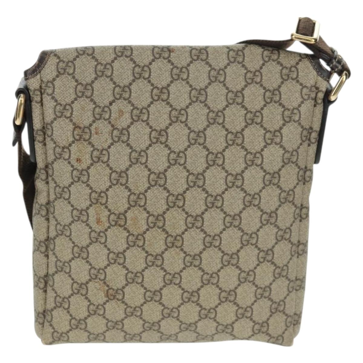 GUCCI GG Supreme Shoulder Bag PVC Beige Gold 223666 Auth 162948