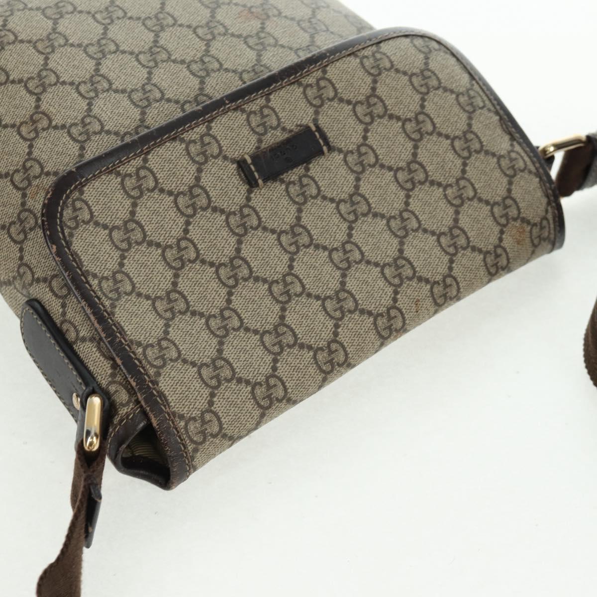 GUCCI GG Supreme Shoulder Bag PVC Beige Gold 223666 Auth 162948