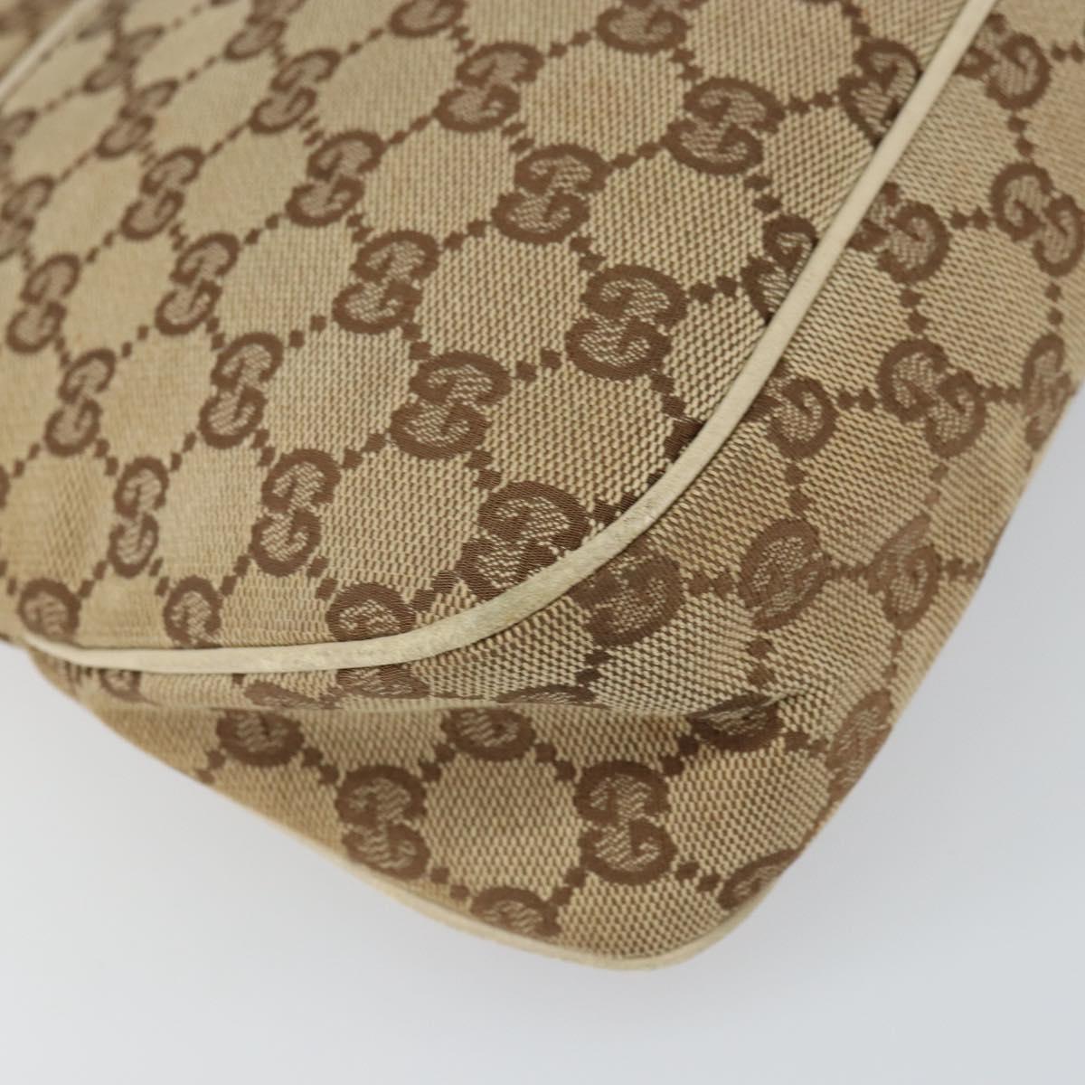 GUCCI GG Canvas Shoulder Bag Beige Gold 121023 Auth 162950