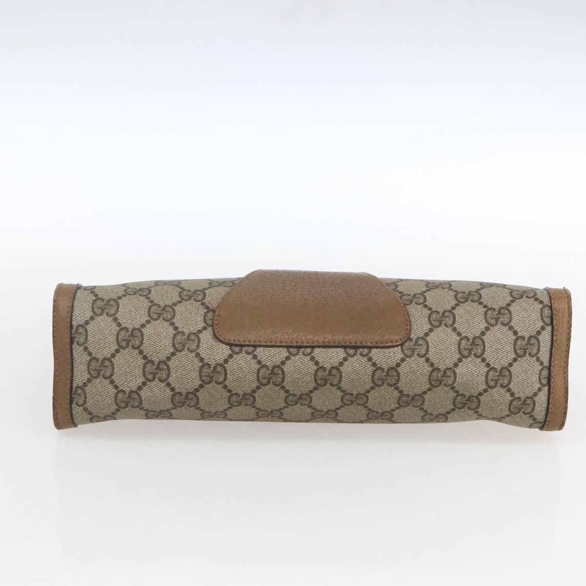 GUCCI GG Supreme Web Sherry Line Clutch Bag PVC Beige 89 01 033 Auth 162952