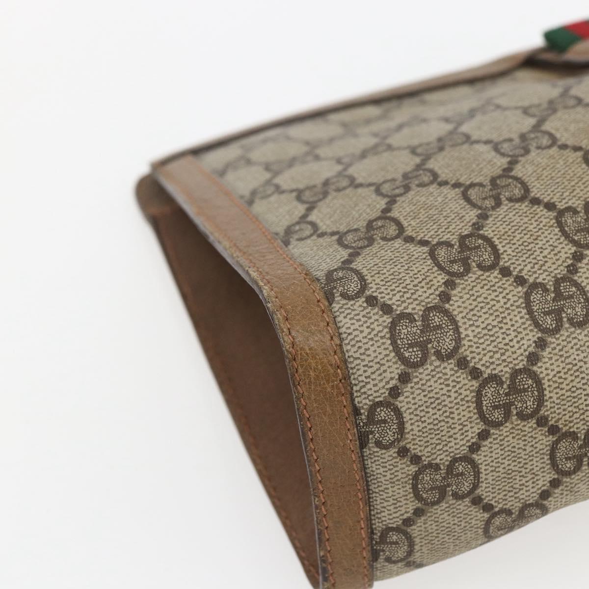 GUCCI GG Supreme Web Sherry Line Clutch Bag PVC Beige 89 01 033 Auth 162952