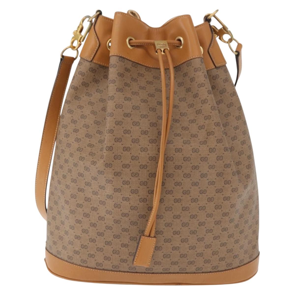 GUCCI Micro GG Supreme Shoulder Bag PVC Beige Gold Auth 162968
