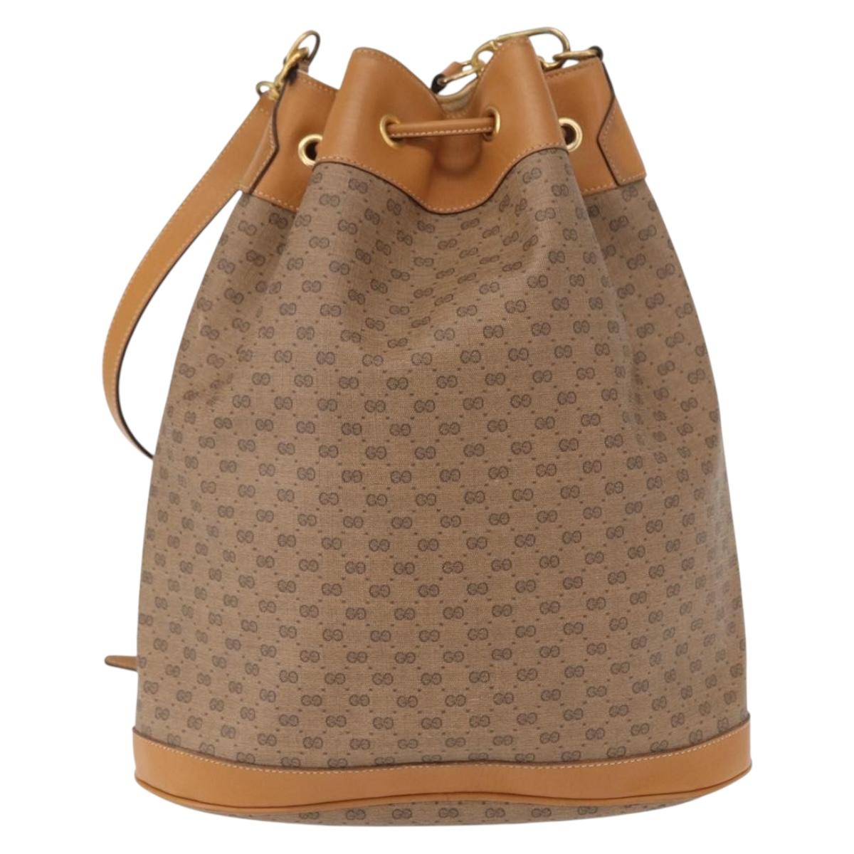 GUCCI Micro GG Supreme Shoulder Bag PVC Beige Gold Auth 162968