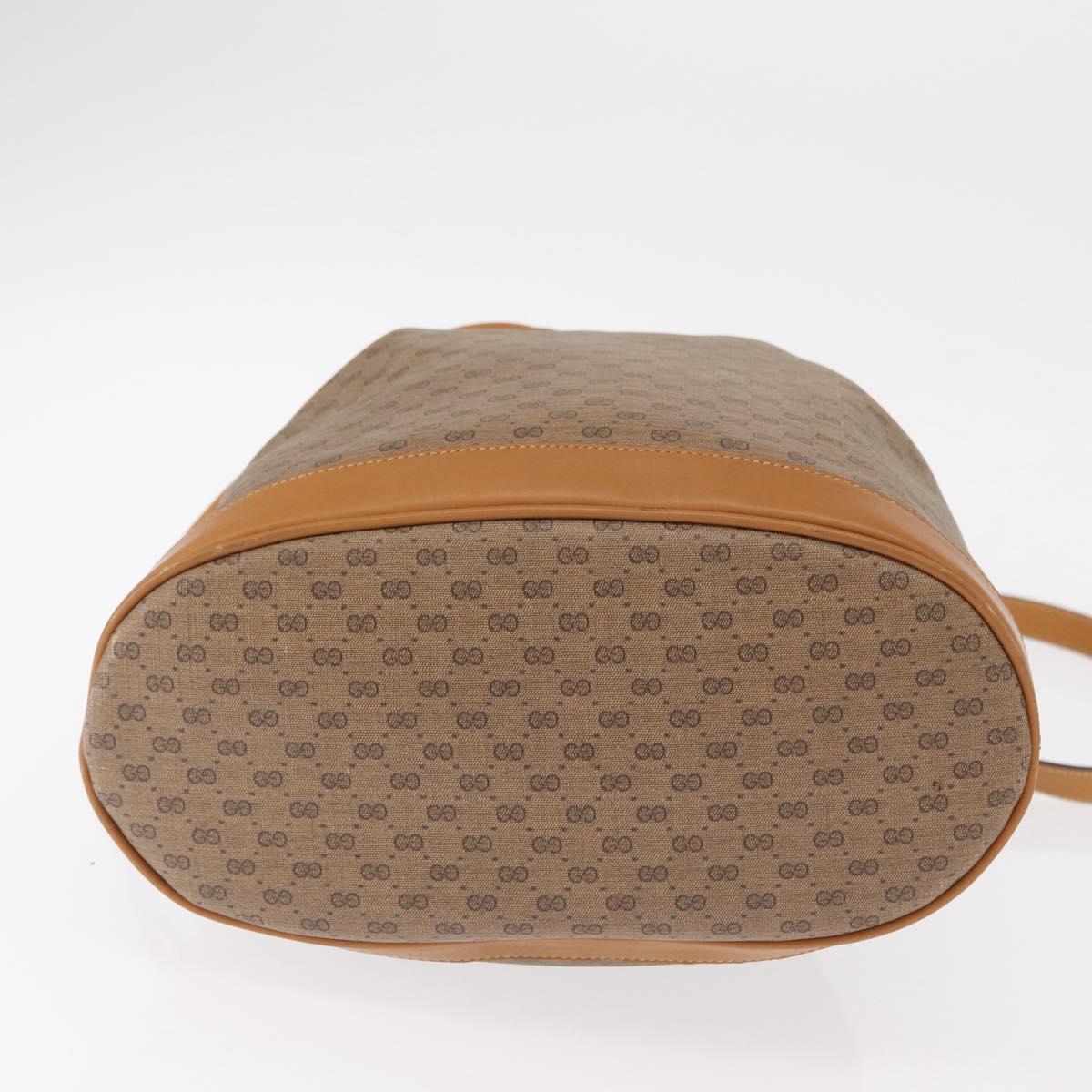 GUCCI Micro GG Supreme Shoulder Bag PVC Beige Gold Auth 162968