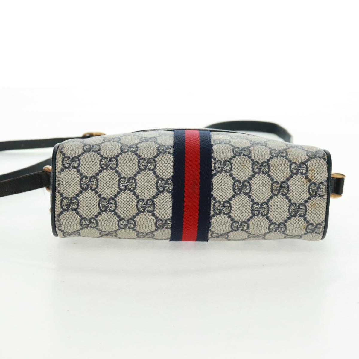 GUCCI GG Supreme Sherry Line Shoulder Bag PVC Navy Red 56 02 004 Auth 162970