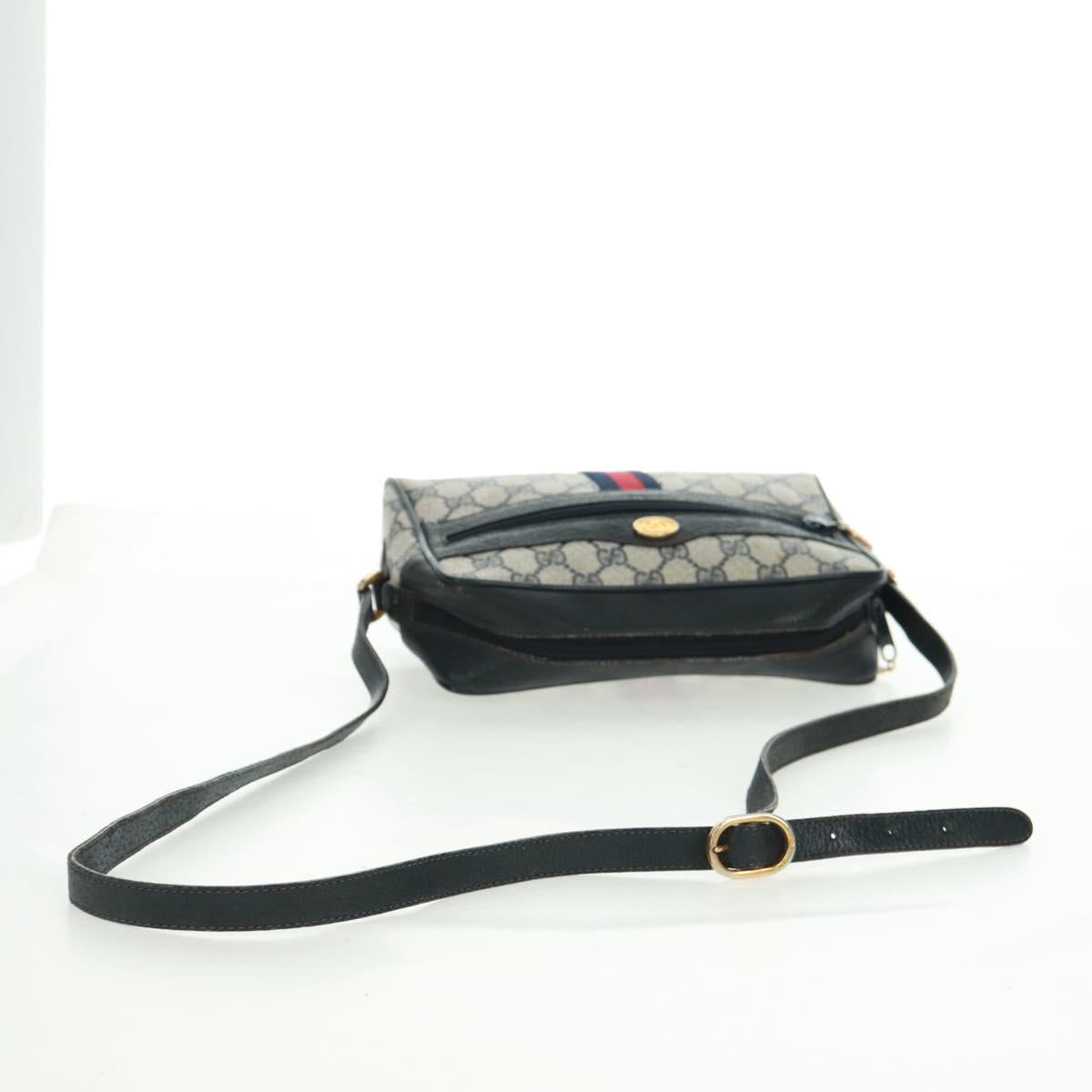 GUCCI GG Supreme Sherry Line Shoulder Bag PVC Navy Red 56 02 004 Auth 162970
