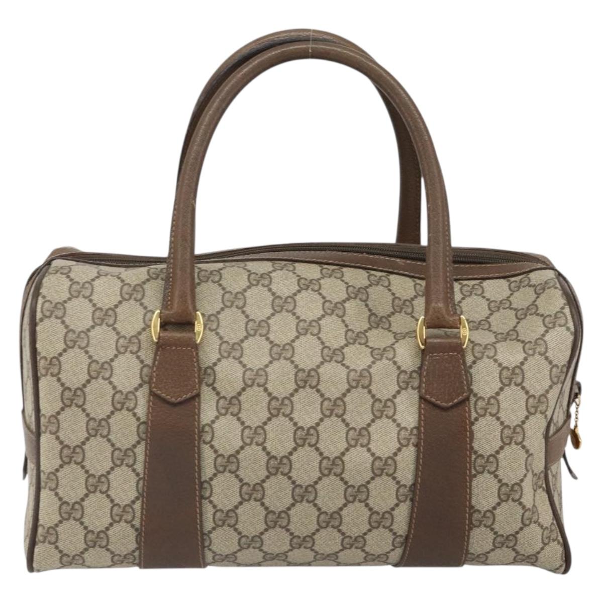 GUCCI GG Supreme Web Sherry Line Boston Bag PVC Beige 002 069 0696 Auth 162976
