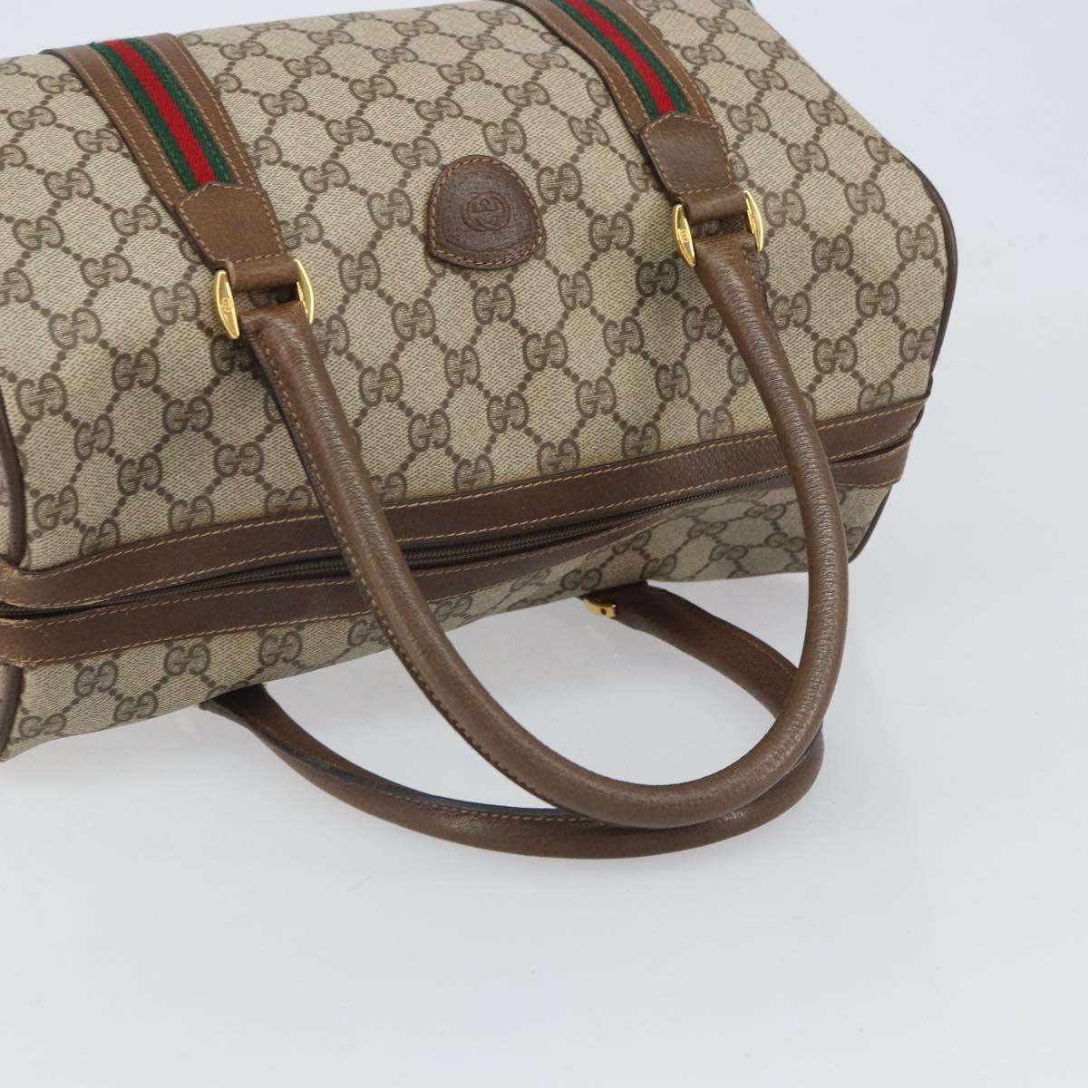 GUCCI GG Supreme Web Sherry Line Boston Bag PVC Beige 002 069 0696 Auth 162976