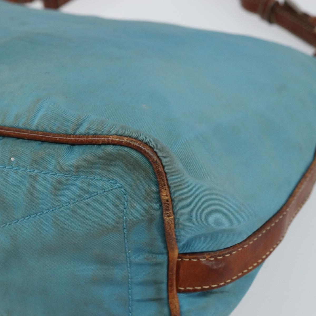 PRADA Shoulder Bag Nylon Light Blue Silver Auth 162977