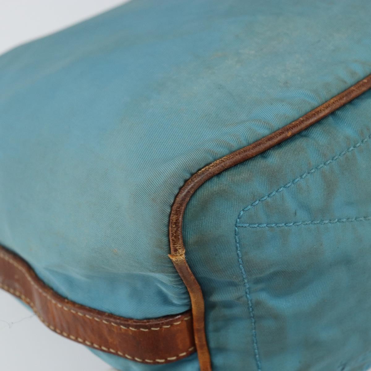 PRADA Shoulder Bag Nylon Light Blue Silver Auth 162977