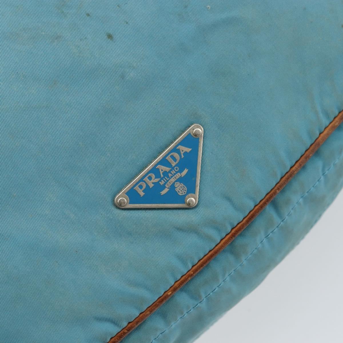 PRADA Shoulder Bag Nylon Light Blue Silver Auth 162977