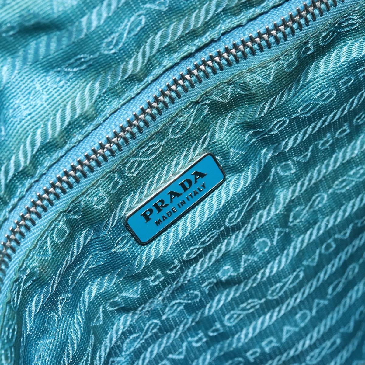 PRADA Shoulder Bag Nylon Light Blue Silver Auth 162977