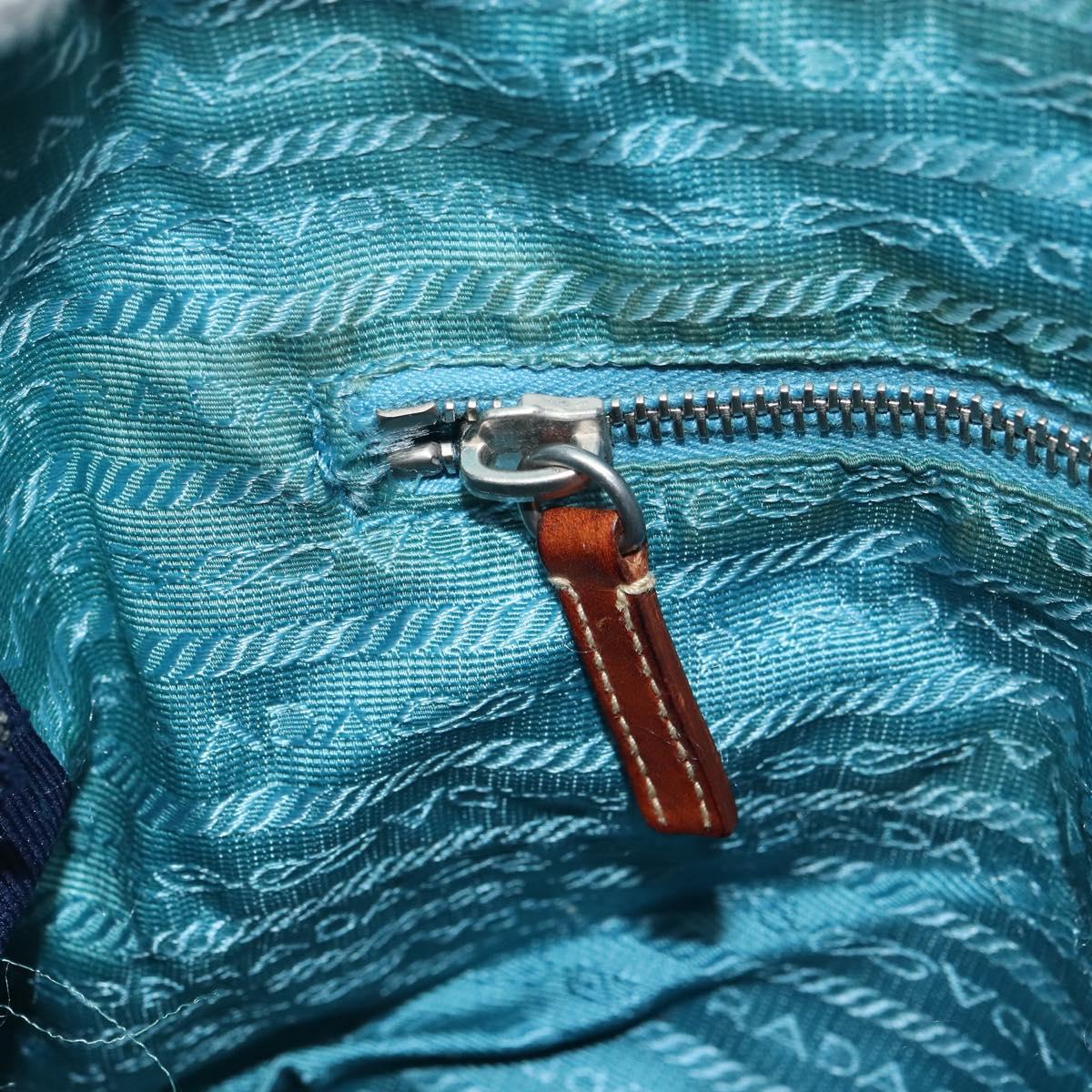 PRADA Shoulder Bag Nylon Light Blue Silver Auth 162977