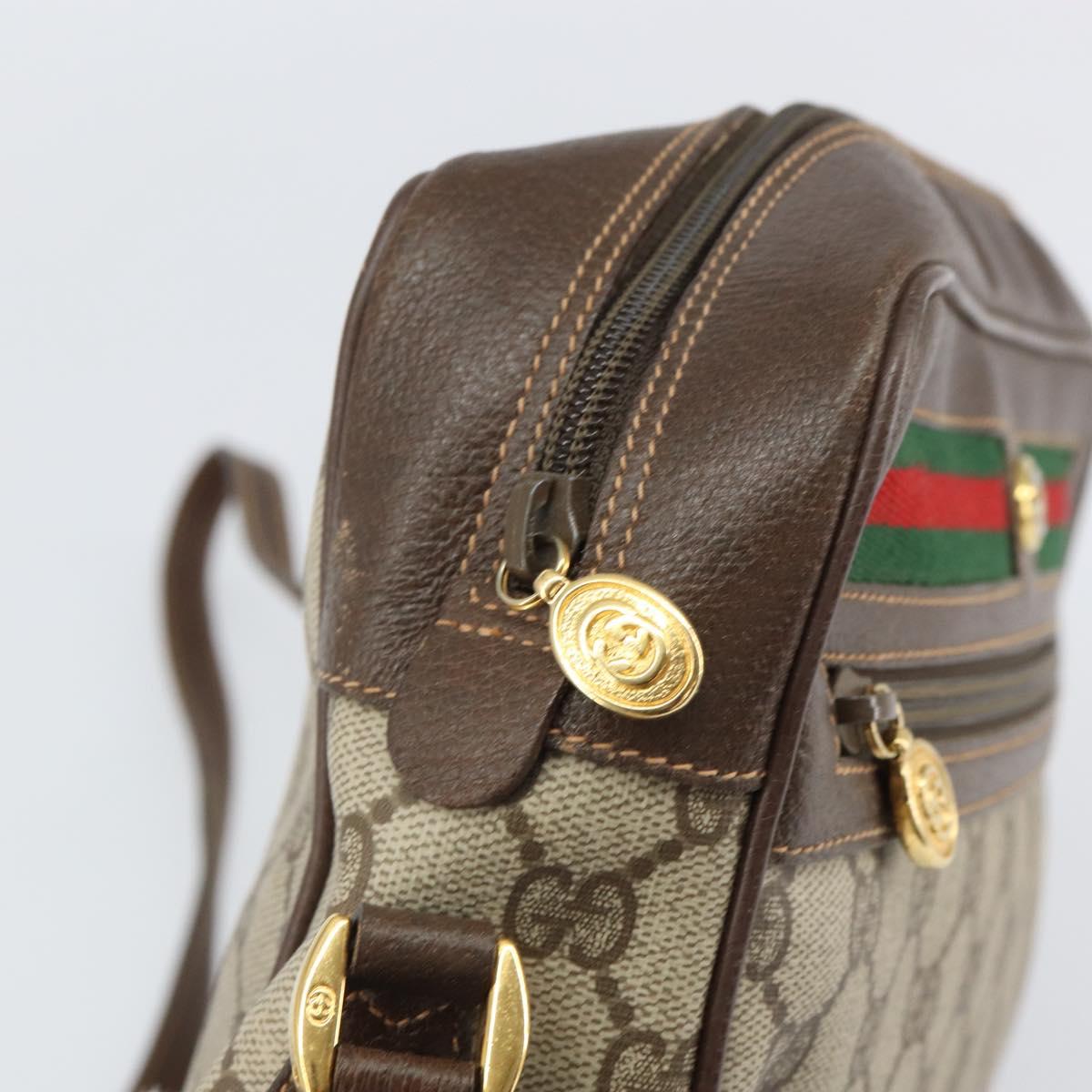GUCCI GG Supreme Web Sherry Line Shoulder Bag PVC Beige 119 02 088 Auth 162979