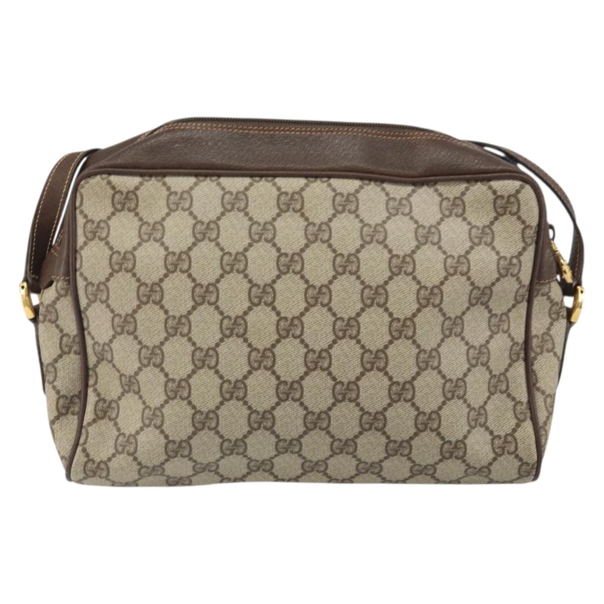 GUCCI GG Supreme Web Sherry Line Shoulder Bag PVC Beige 119 02 088 Auth 162979