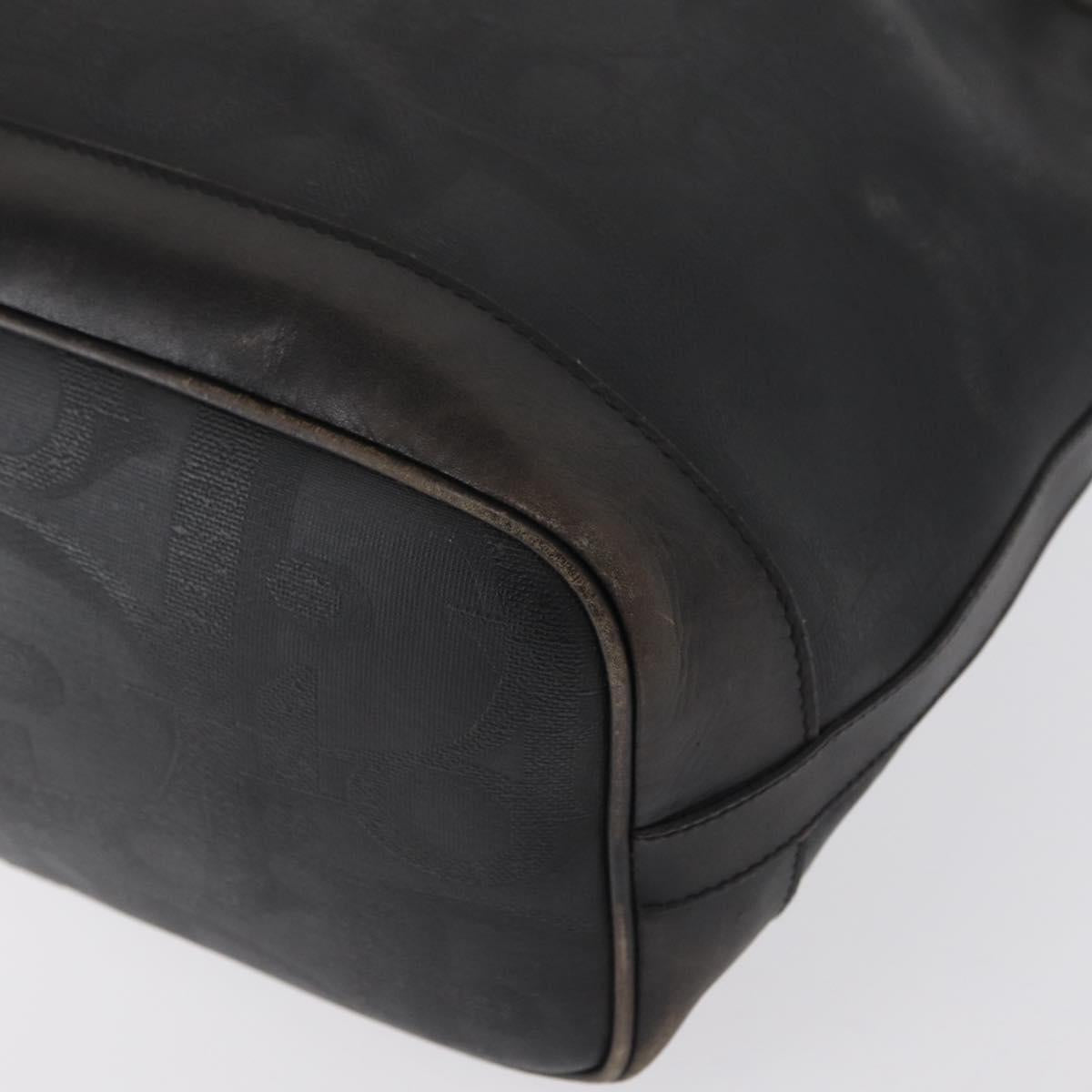 Christian Dior Trotter Canvas Shoulder Bag Black Gold Auth 162986