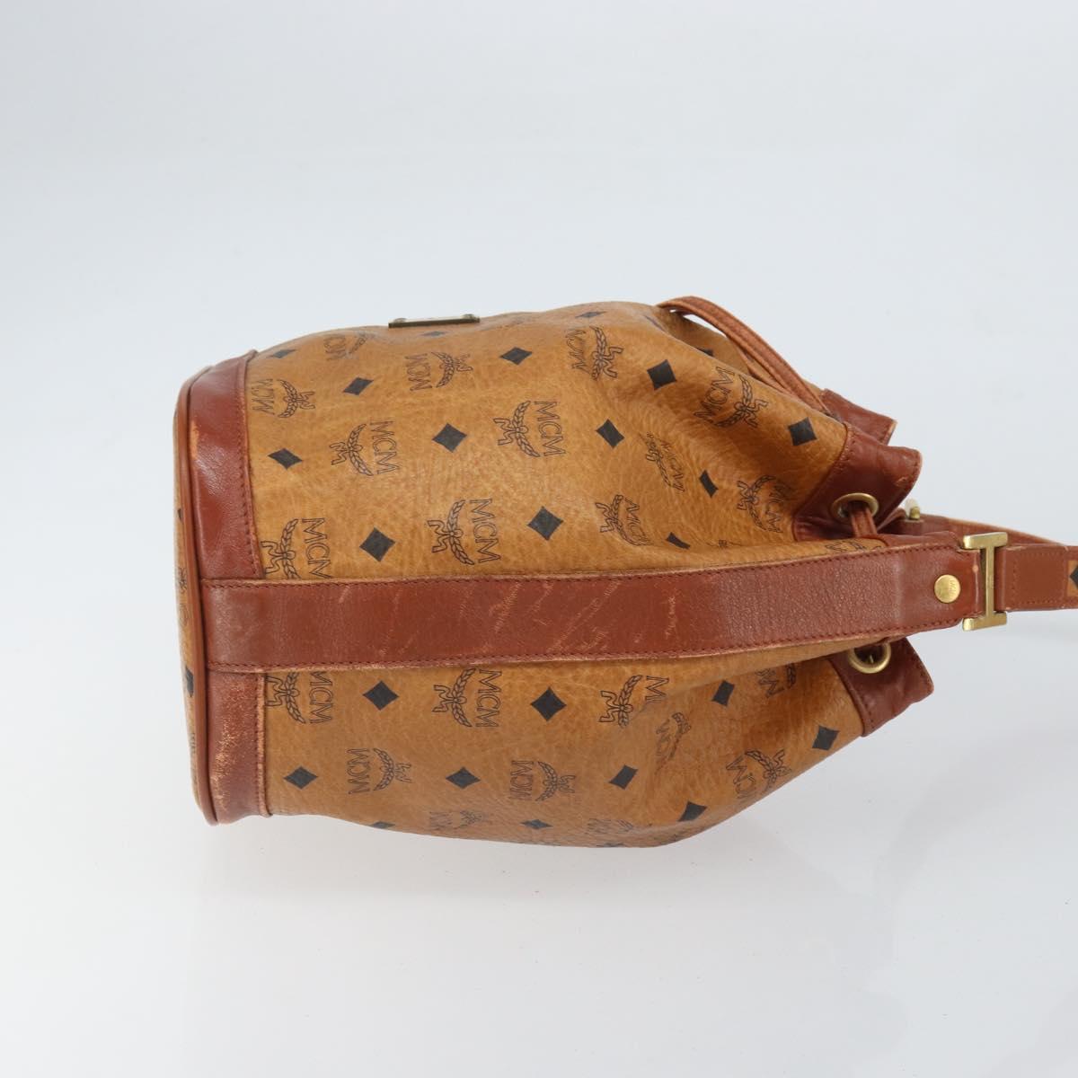 MCM Logogram Vicetos Shoulder Bag PVC Brown Gold Auth 162987