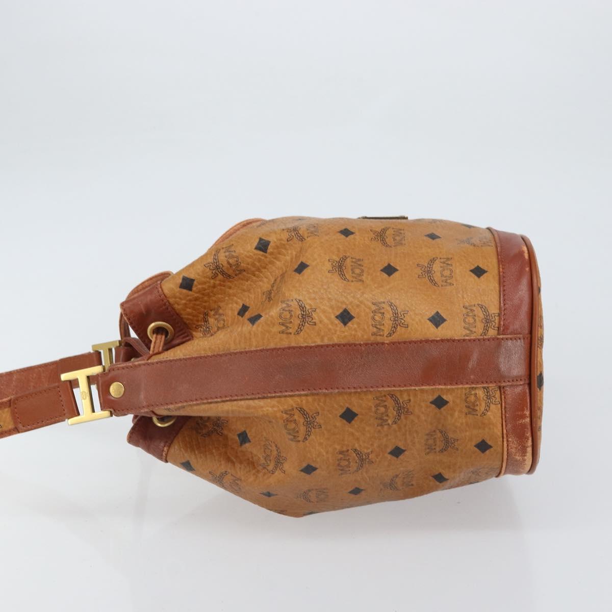 MCM Logogram Vicetos Shoulder Bag PVC Brown Gold Auth 162987