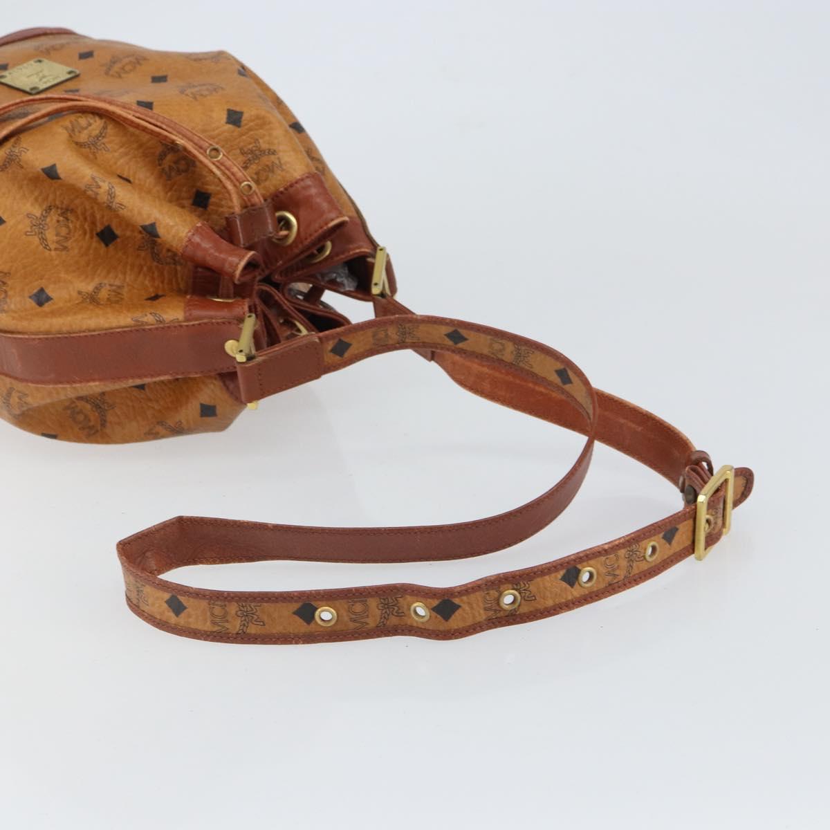 MCM Logogram Vicetos Shoulder Bag PVC Brown Gold Auth 162987