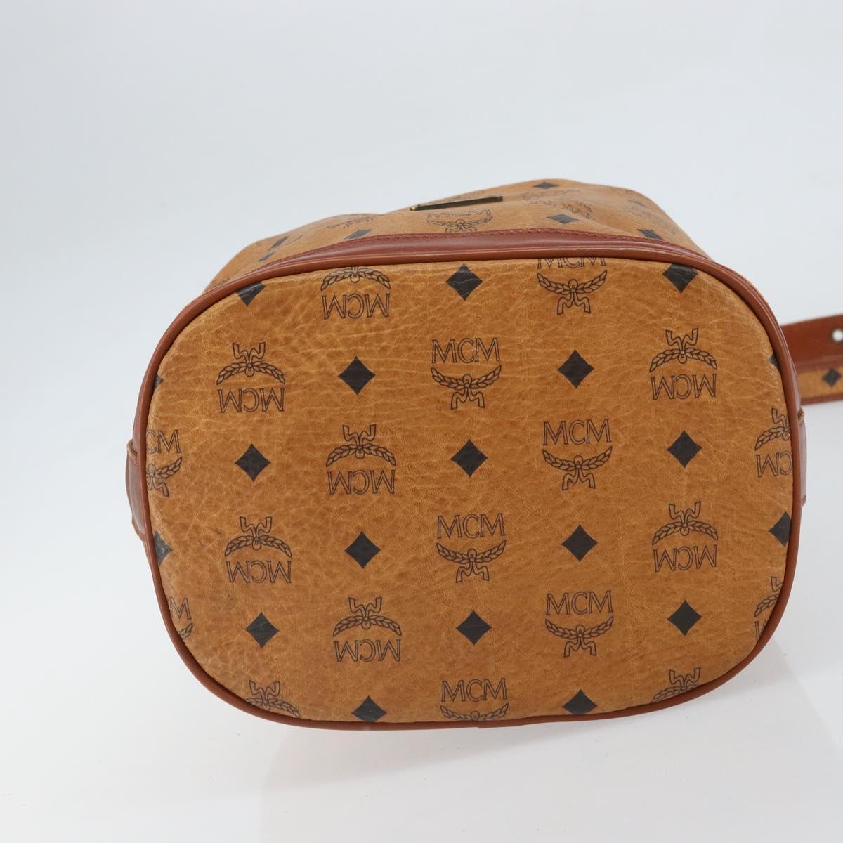 MCM Logogram Vicetos Shoulder Bag PVC Brown Gold Auth 162987