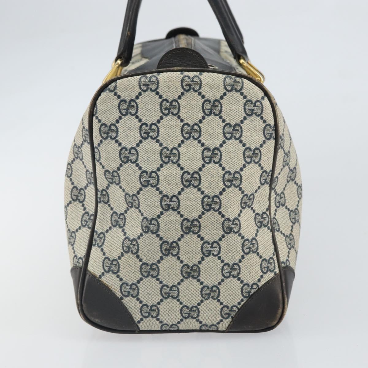 GUCCI GG Supreme Boston Bag PVC Navy Gold Auth 162988