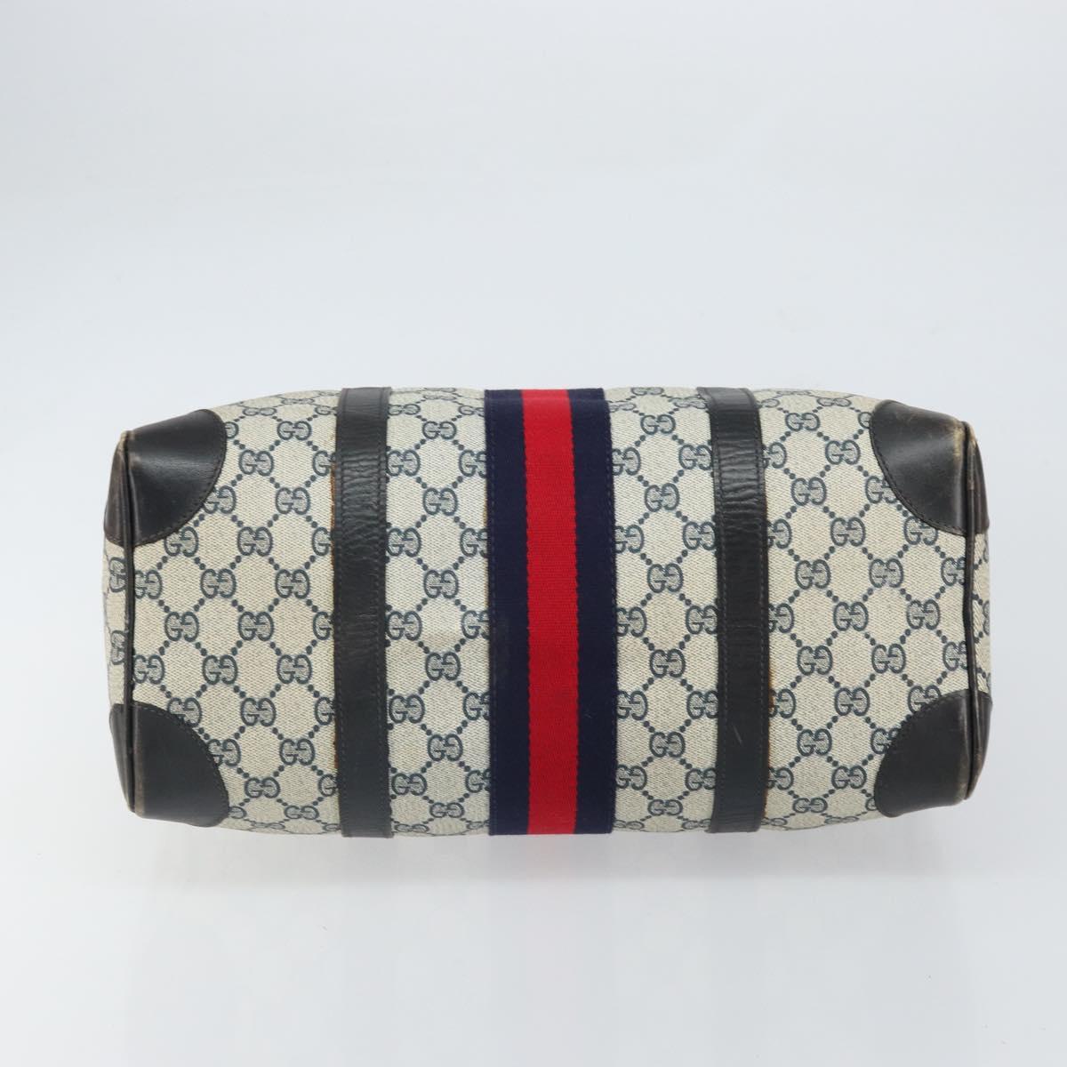 GUCCI GG Supreme Boston Bag PVC Navy Gold Auth 162988
