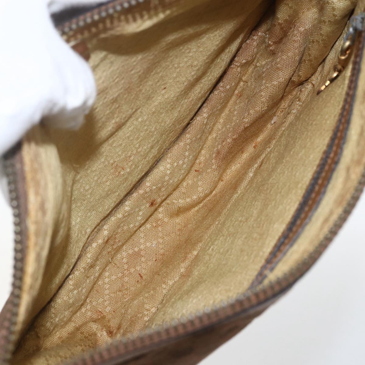 GUCCI Micro GG Canvas Web Sherry Line Shoulder Bag Brown Gold Red Auth 162991