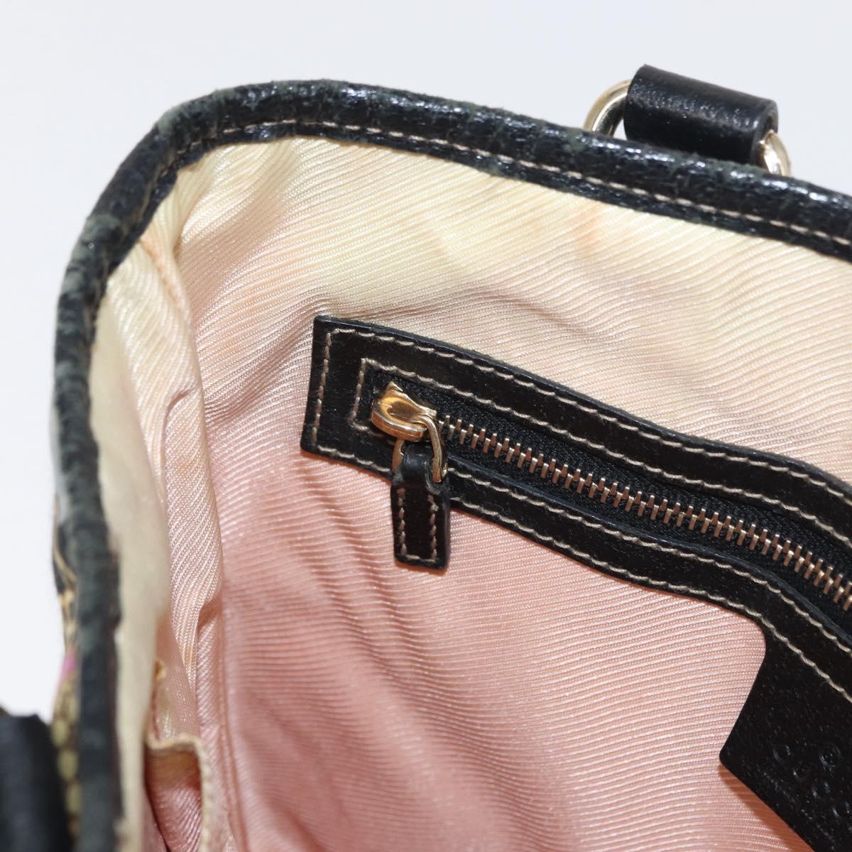 GUCCI Tote Bag Satin Black Gold 153361 Auth 162992