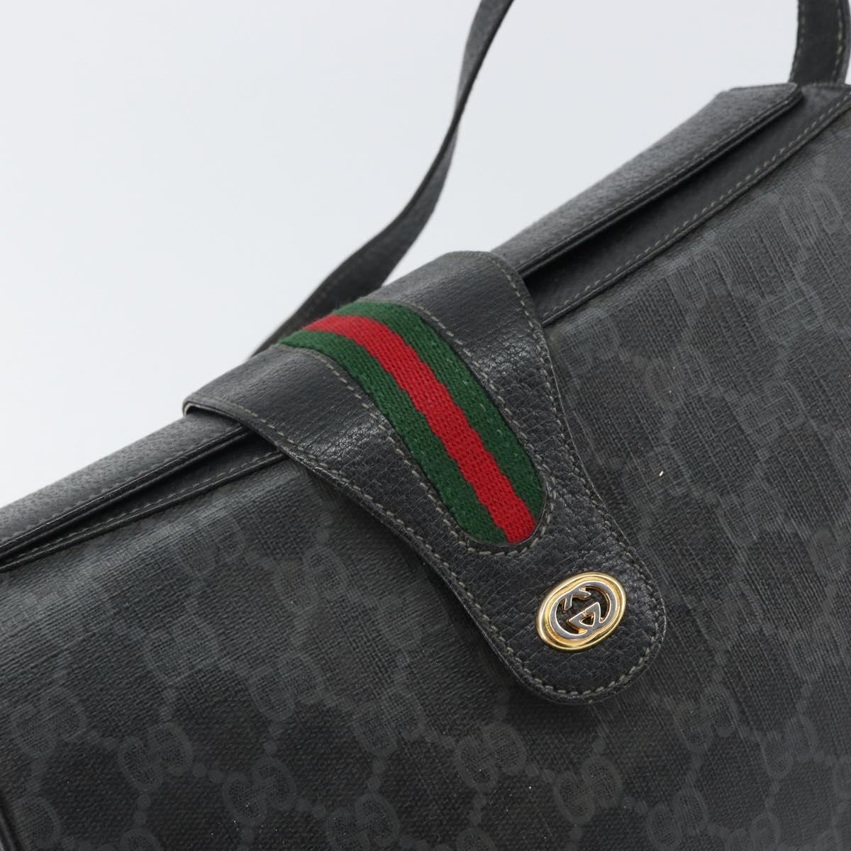 GUCCI GG Supreme Web Sherry Line Bag PVC Black Red 116 02 076 Auth 162995