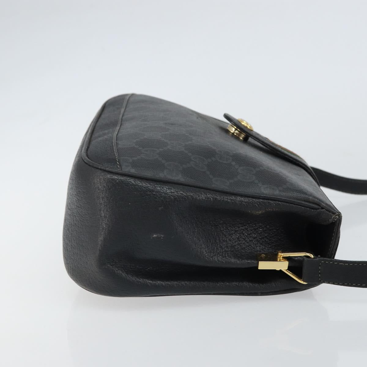 GUCCI GG Supreme Web Sherry Line Bag PVC Black Red 116 02 076 Auth 162995