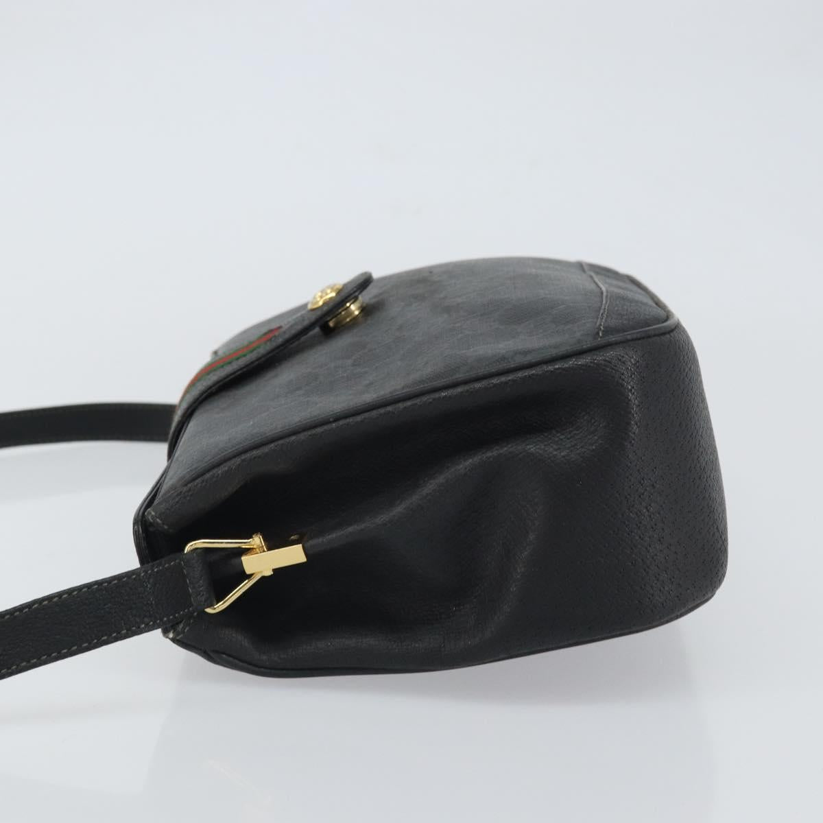 GUCCI GG Supreme Web Sherry Line Bag PVC Black Red 116 02 076 Auth 162995