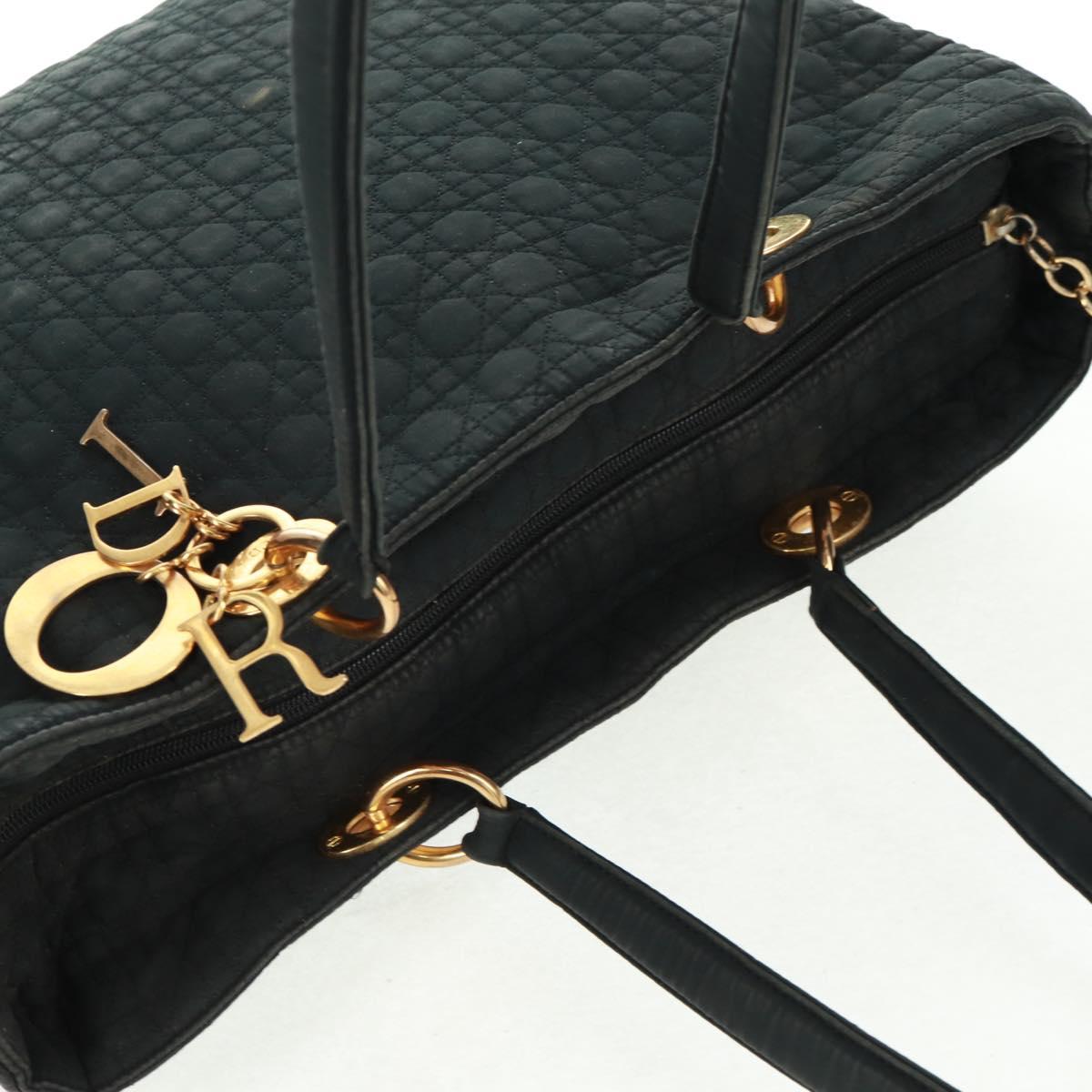 Christian Dior Lady Dior Canage Tote Bag Black Gold Auth 162997
