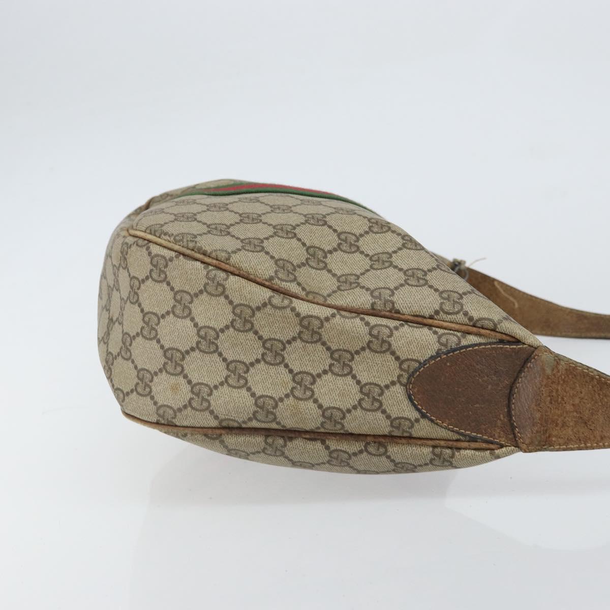 GUCCI GG Supreme Web Sherry Line Shoulder Bag PVC Beige 010 378 Auth 162998