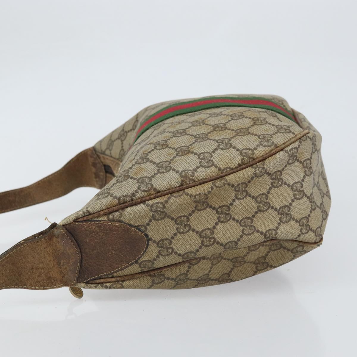 GUCCI GG Supreme Web Sherry Line Shoulder Bag PVC Beige 010 378 Auth 162998