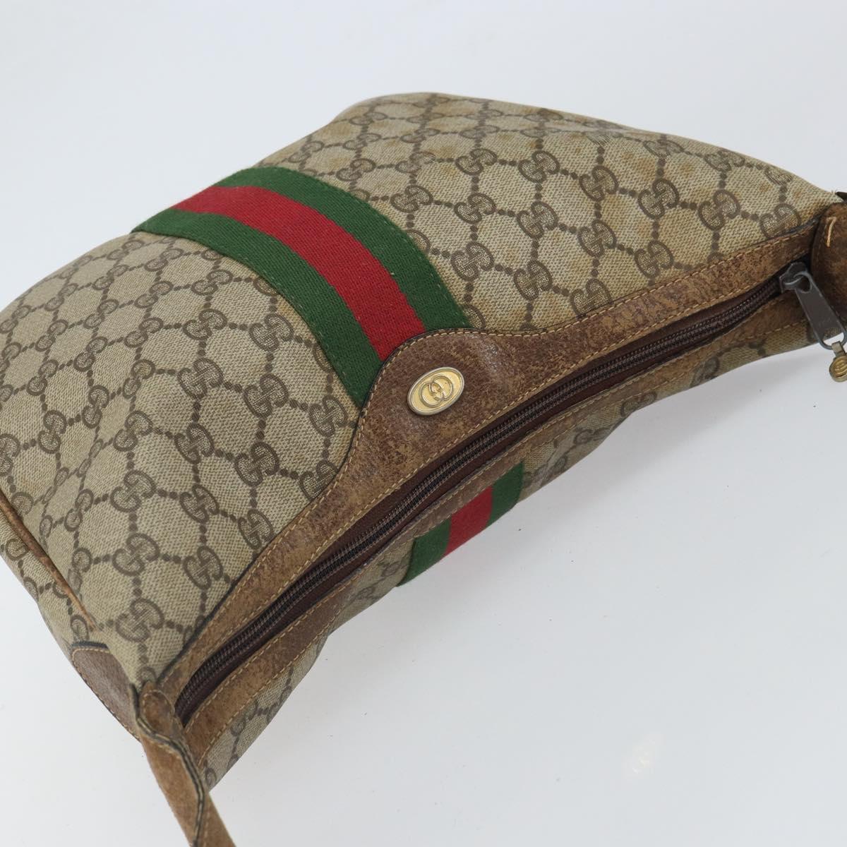 GUCCI GG Supreme Web Sherry Line Shoulder Bag PVC Beige 010 378 Auth 162998