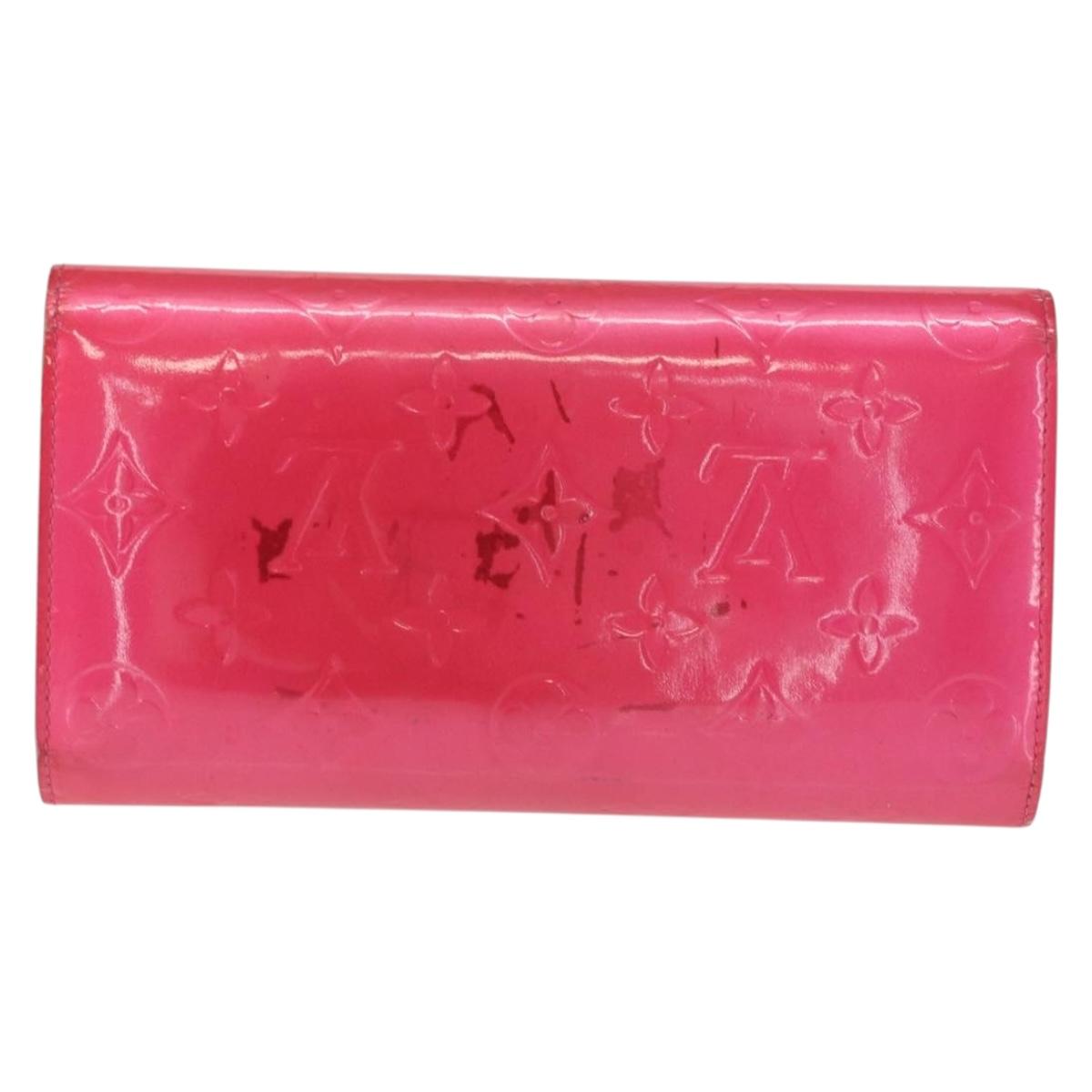 LOUIS VUITTON Vernis Porte Tresol International Wallet Pink M91246 Auth 163013