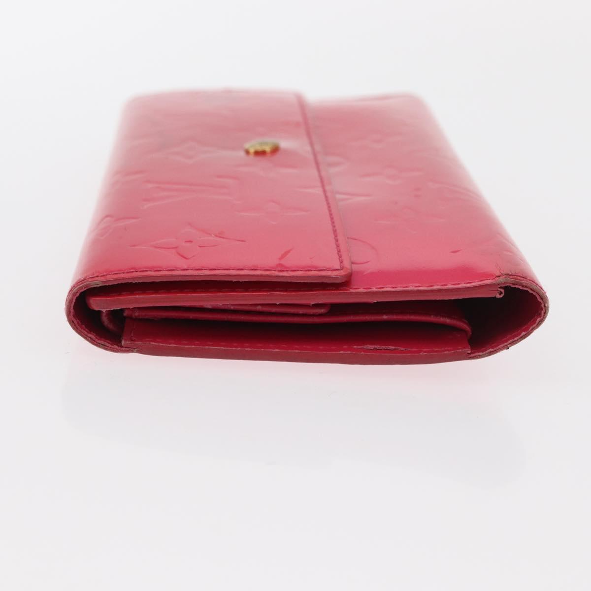LOUIS VUITTON Vernis Porte Tresol International Wallet Pink M91246 Auth 163013