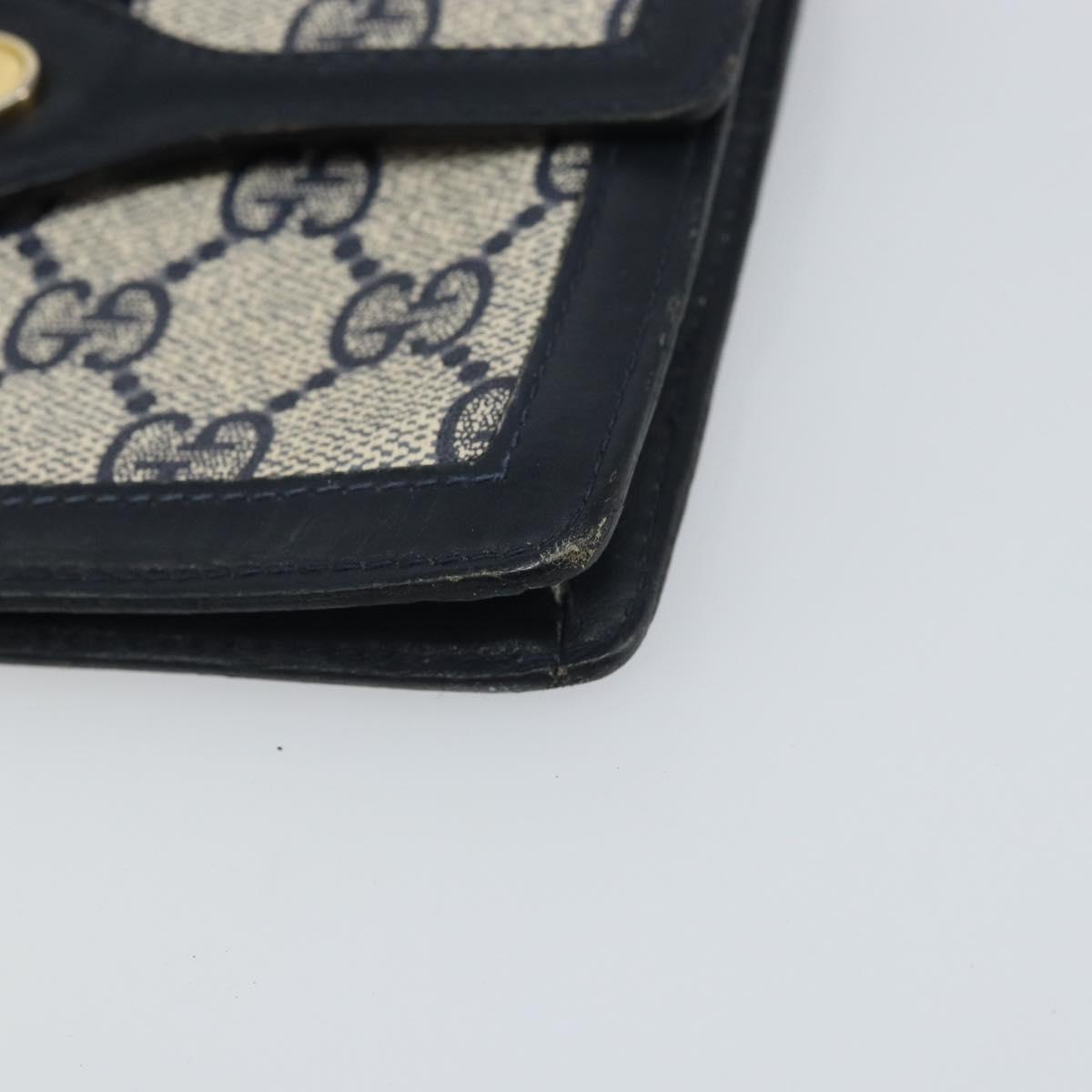 GUCCI GG Supreme Sherry Line Pouch PVC Leather Navy Gold Auth 163015