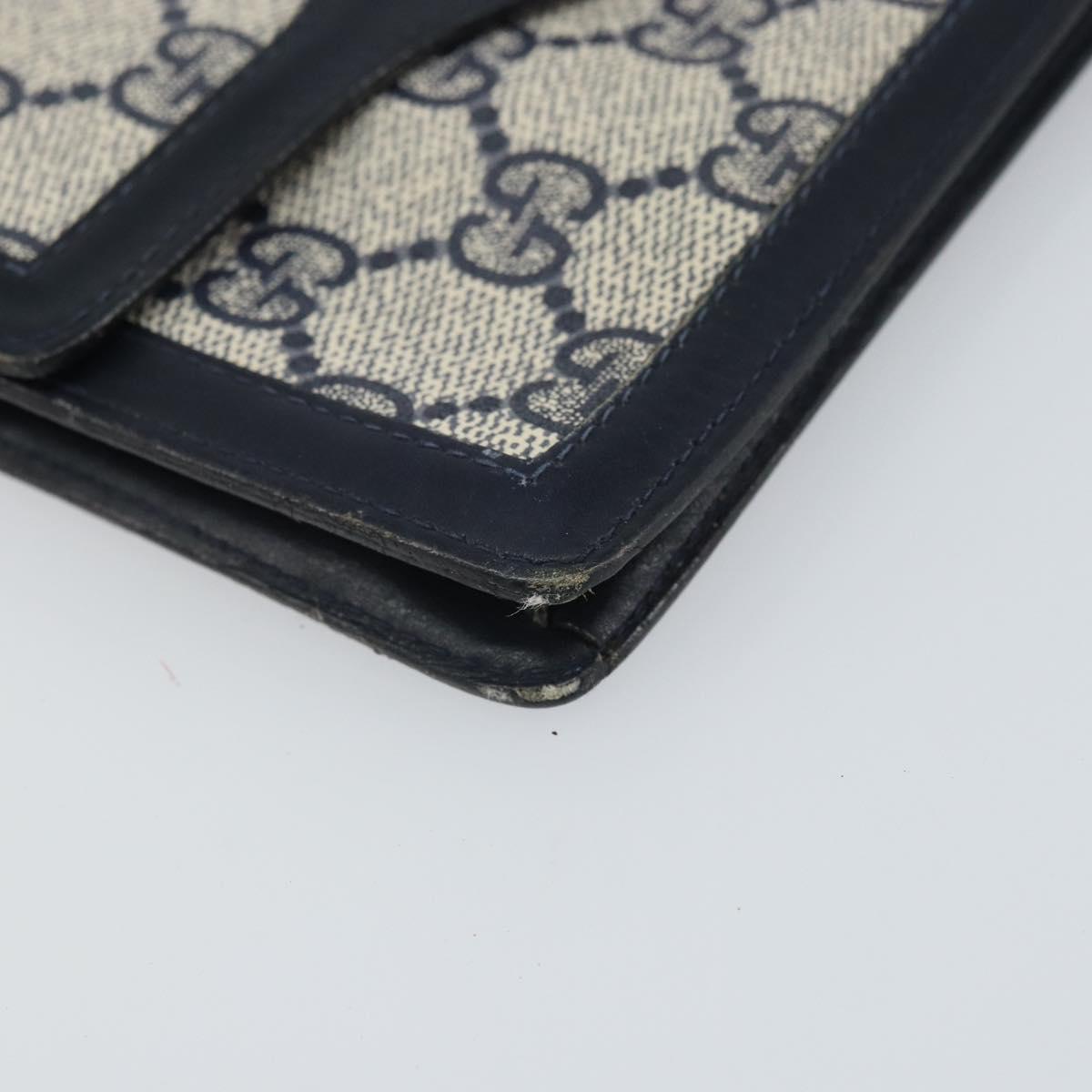 GUCCI GG Supreme Sherry Line Pouch PVC Leather Navy Gold Auth 163015