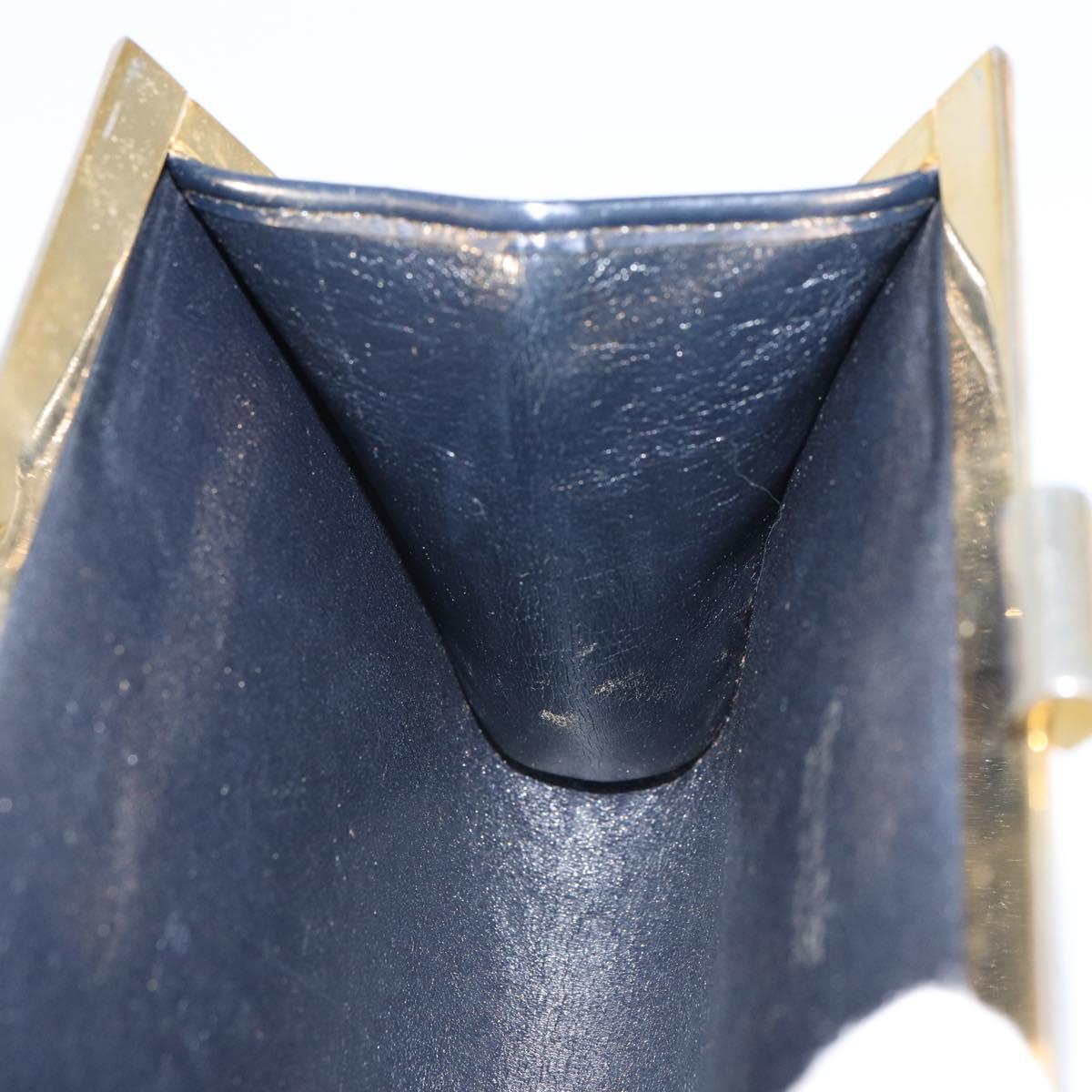 Christian Dior Trotter Canvas Pouch Navy Gold Auth 163016