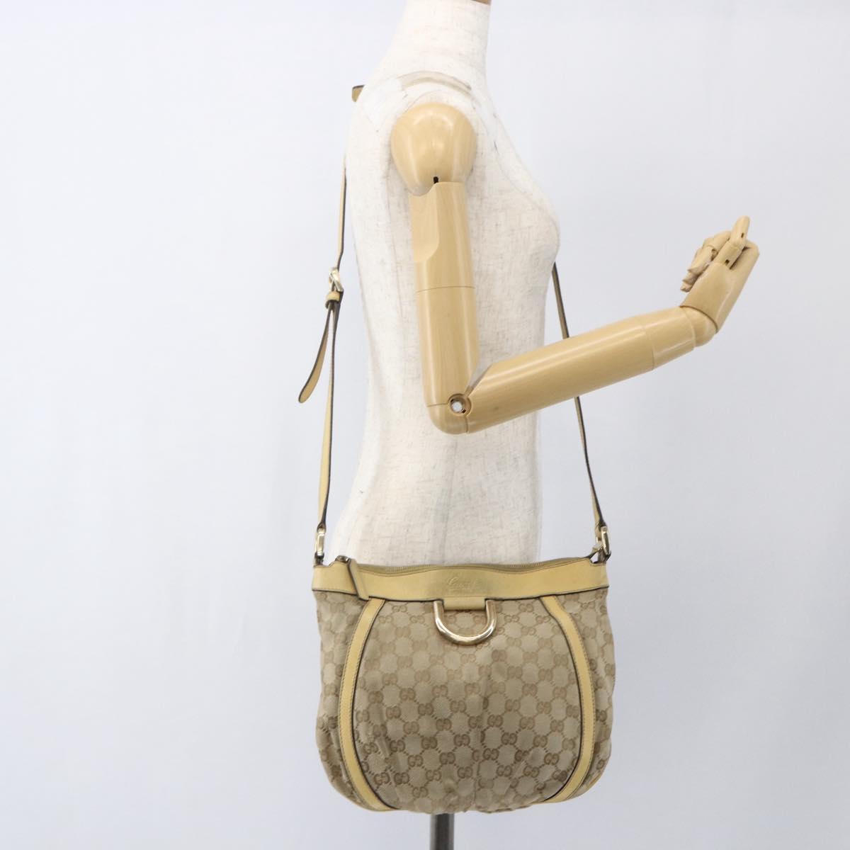 GUCCI GG Canvas Abbey Shoulder Bag Beige Gold 203257 Auth 163025