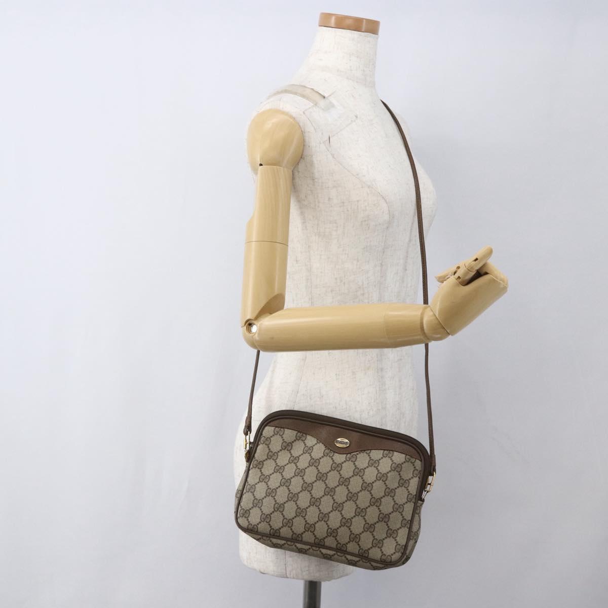 GUCCI GG Supreme Shoulder Bag PVC Beige Gold 89 02 068 Auth 163026