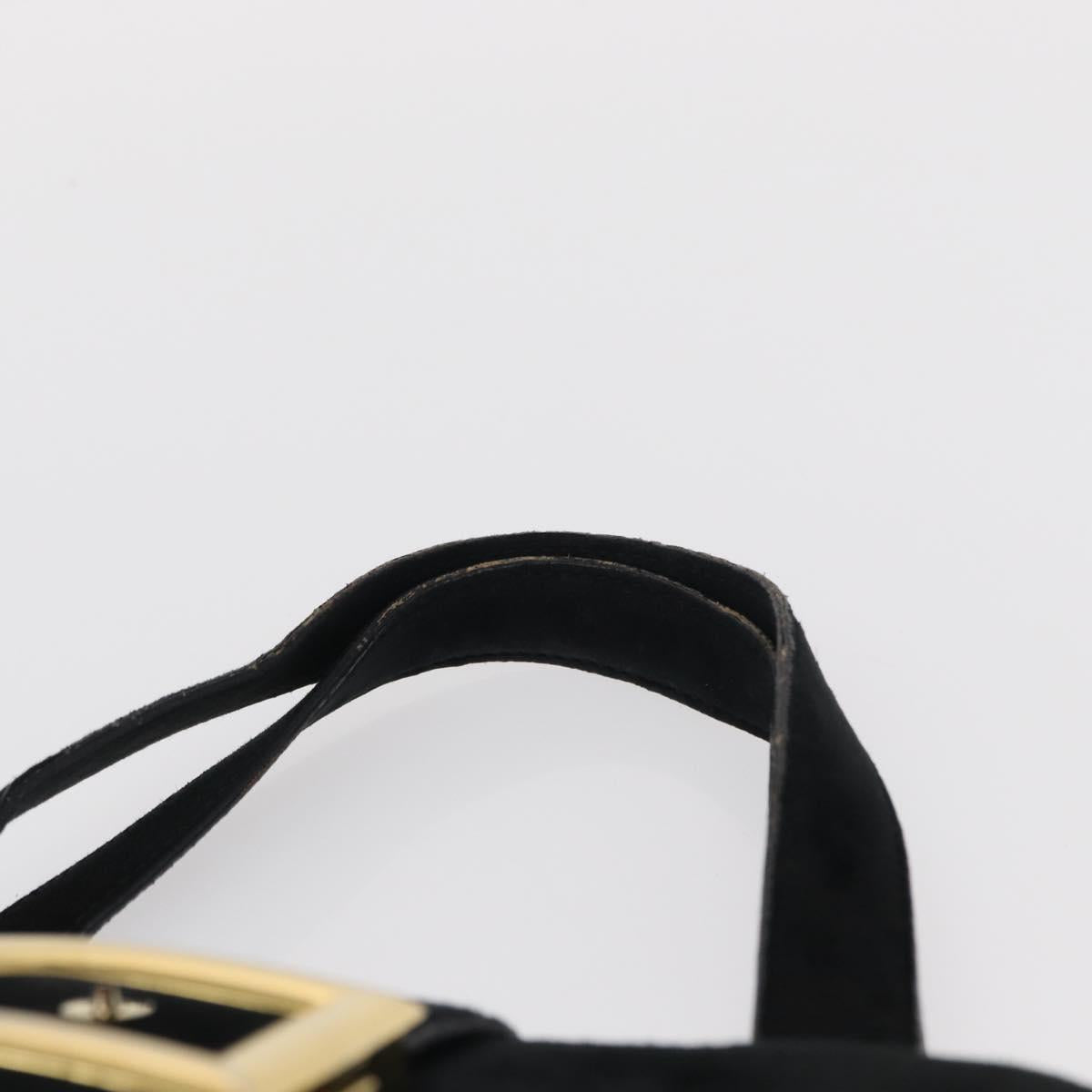 PRADA Hand Bag Suede Black Gold Auth 163031