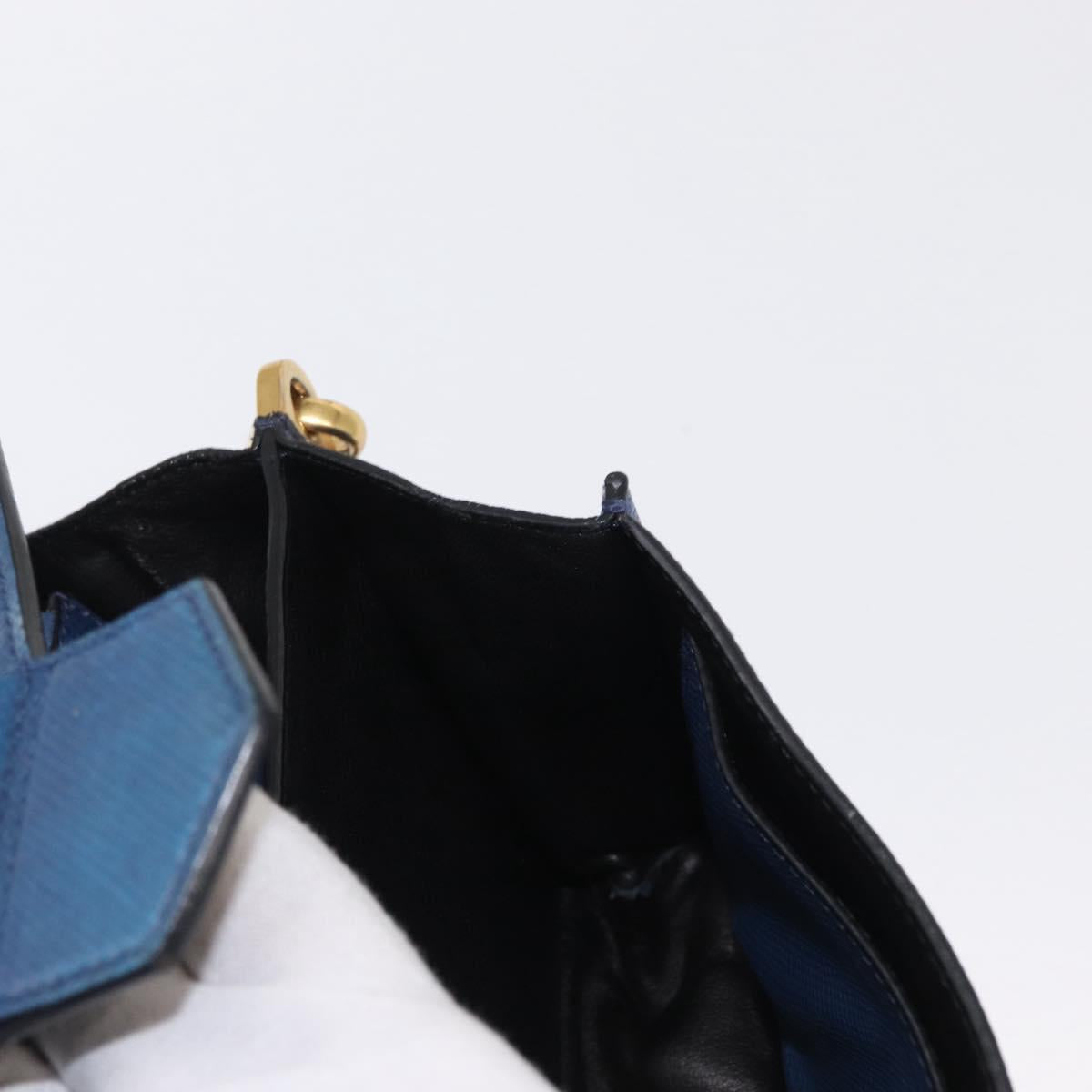 PRADA Hand Bag Safiano leather 2way Blue Gold Auth 163032