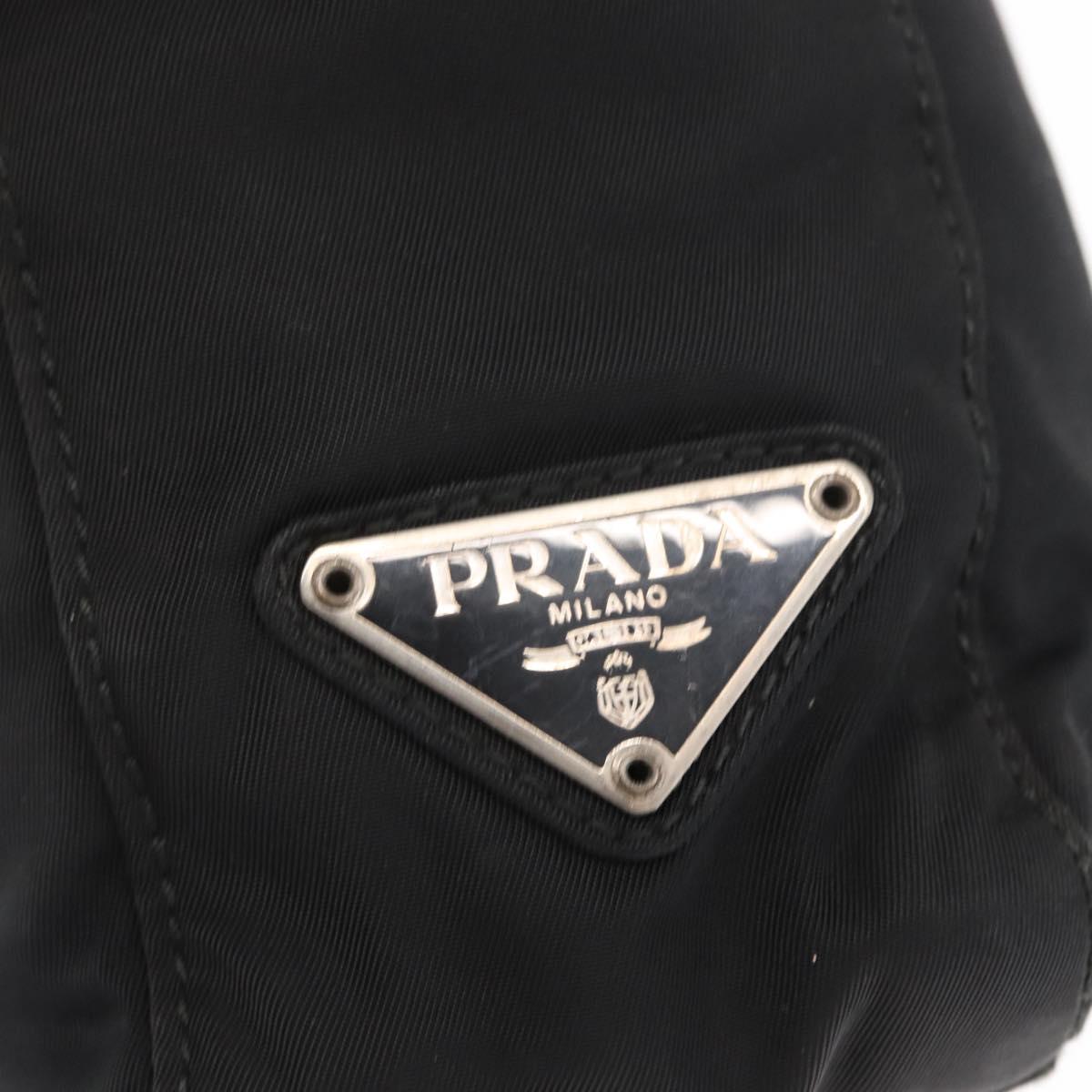 PRADA Shoulder Bag Nylon Black Silver Auth 163038