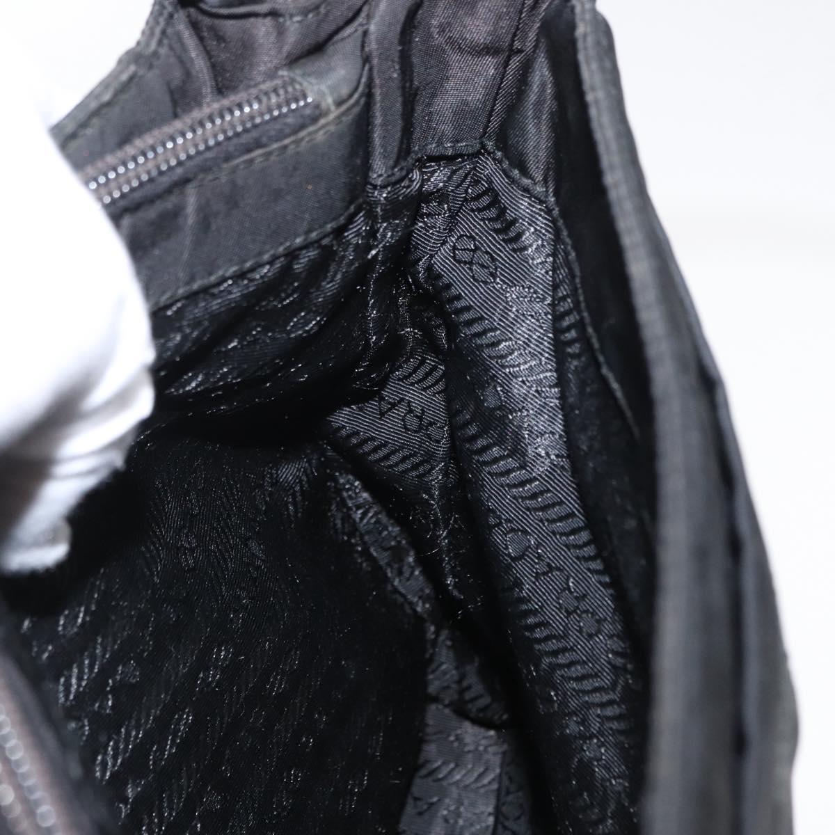 PRADA Shoulder Bag Nylon Black Silver Auth 163038