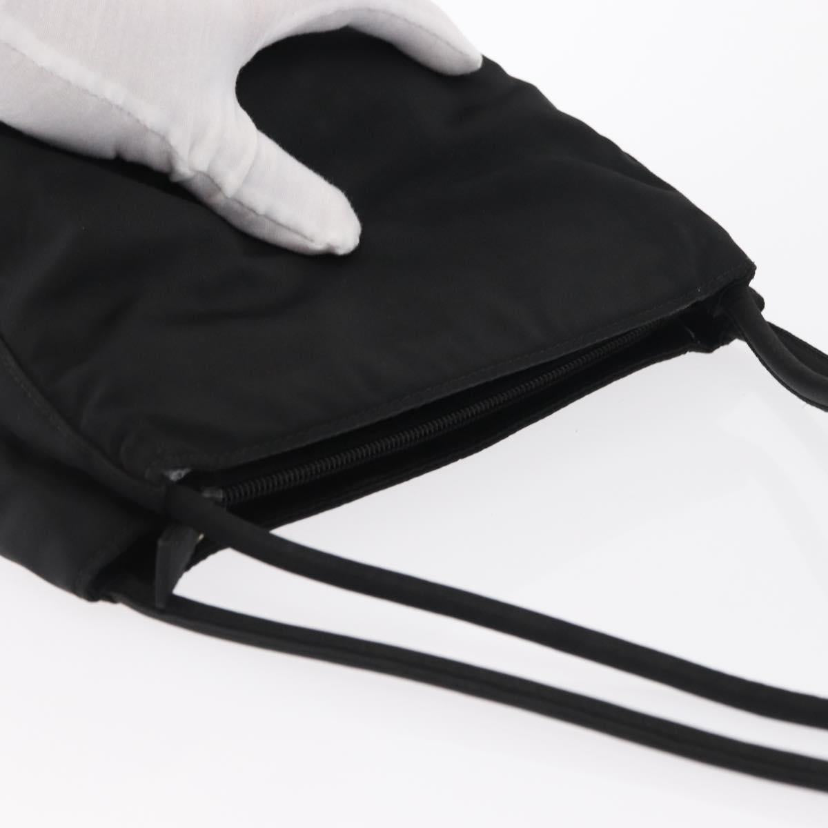 PRADA Shoulder Bag Nylon Black Silver Auth 163038