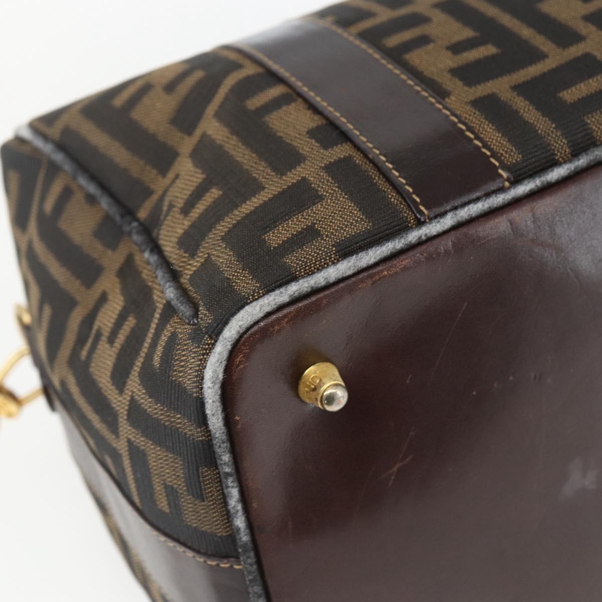 FENDI Zucca Canvas Hand Bag 2way Black Brown gold Auth 163042