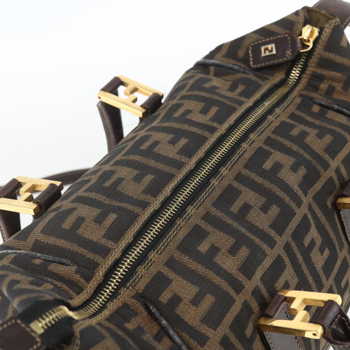 FENDI Zucca Canvas Hand Bag 2way Black Brown gold Auth 163042